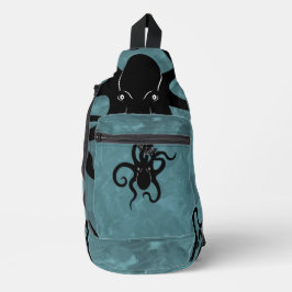 Bandolera Kraken negro y azul desde el diseño profundo