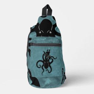 Bandolera Kraken negro y azul desde lo profundo
