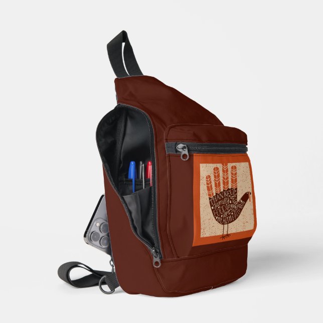 Bandolera La ilustración juguetona del pavo de Acción de Gra (Abierto)