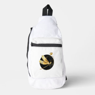 Bandolera La libélula dorada en círculo negro