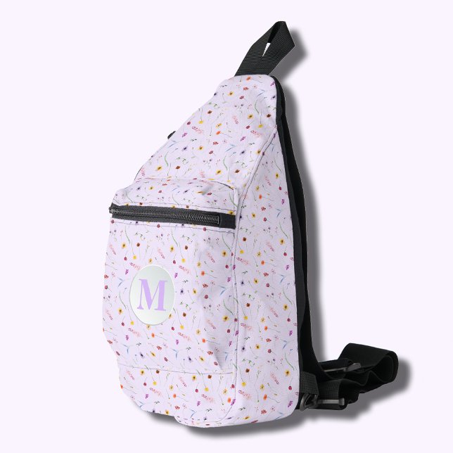 Bandolera Lavanda Delicada De Flores Silvestres Elegante (Stylish Delicate Wildflowers Lavender Sling Bag)