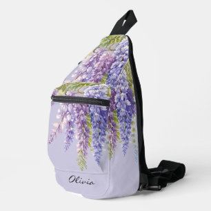 Bandolera Lavanda púrpura acuarela glicinia floral lilac