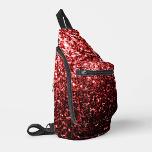 Bandolera Lentejuelas falsas rojas oscuras brillan bling