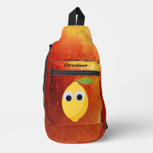 Bandolera Limón, fruta con ojos y manzana
