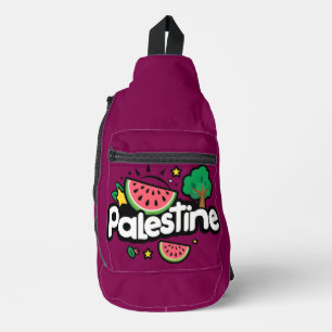 Bandolera Linda palabra Palestina rodeada de árbol de sandía