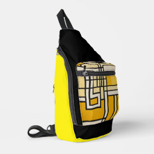 Bandolera Línea cuadrada con diseño de patrón amarillo -