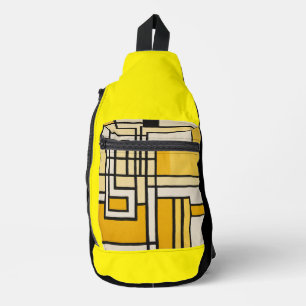Bandolera Línea cuadrada con diseño de patrón amarillo -