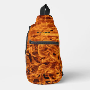 Bandolera Llamas de incendio de nombre personalizado