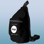 Bandolera Logotipo de texto para promoción de marca en negro<br><div class="desc">Agregue su propio logotipo y texto personalizado a este diseño. Eliminar texto superior o inferior si lo prefiere. Minimalista y profesional. Ideal para un producto promocional para sus empleados,  personal,  clientes y clientes. Ideal para ferias,  viajes,  eventos corporativos o deportivos y regalos. Para ver otras versiones,  vea la colección.</div>