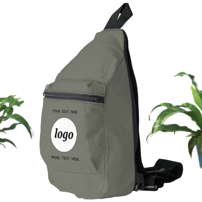 Bandolera Logotipo Texto comercial Promoción de marca Sage V (Simple logo with custom text business branding promotional cross body sling bag)