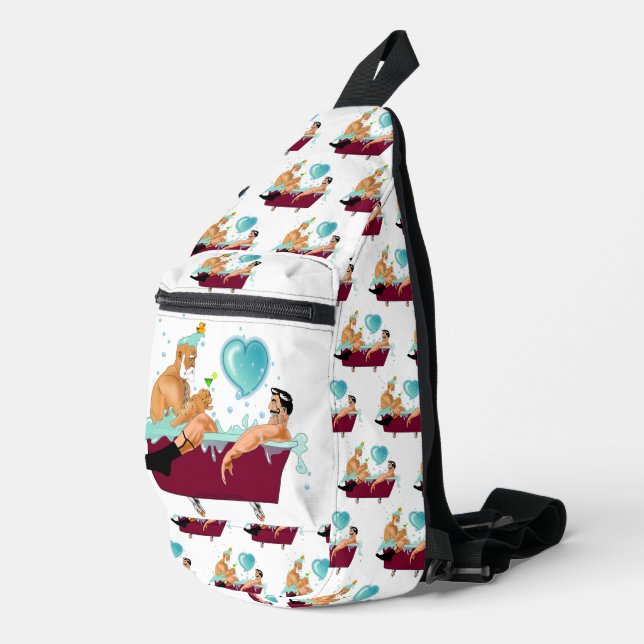 Bandolera Los dos hombres gay de SlipperyJoe aman la bañera  (Esquina derecha)