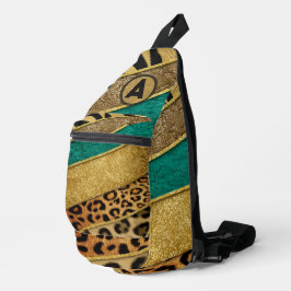 Bandolera Luxury Emerald & Gold Safari Leopard Zebra Glitter