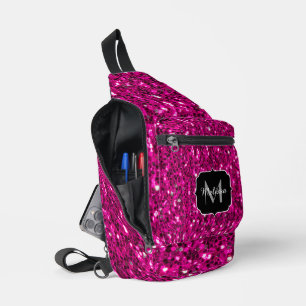Bandolera Luz rosa brillante purpurina falsa Monograma perso