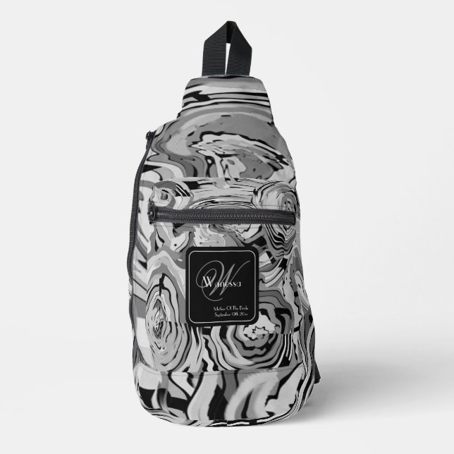 Bandolera Madre De Novia Regalo Patrón Moderno Moda Monogram (Anverso)