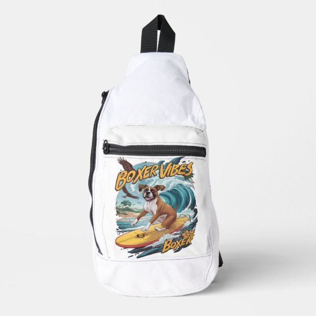 Bandolera Majestic Boxer Dog Surfing (Anverso)
