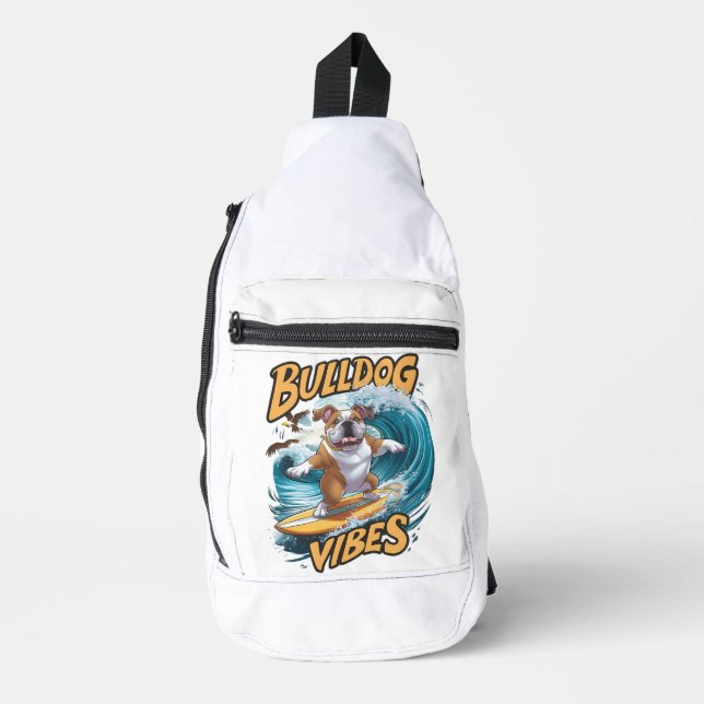 Bandolera Majestuoso Bulldog Surfing (Anverso)