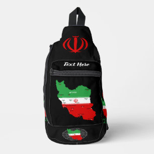 Bandolera Mapa de Irán con bandera y emblema