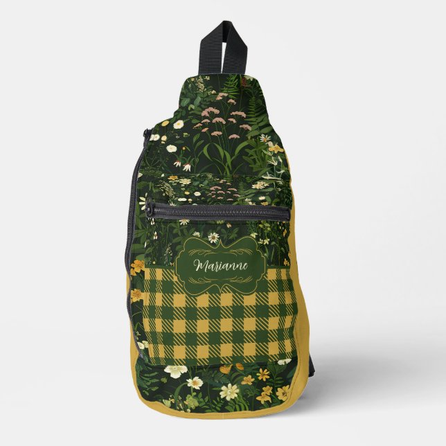 Bandolera Marianne Dark Daisy Floral Plaid (Anverso)