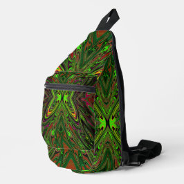 Bandolera Mariposa abstracta verde lima retro alucinante