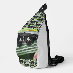 Bandolera Mariposa tropical negra y blanca