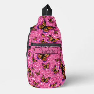Bandolera Mariposas femeninas bonitas rosa brillo brillante