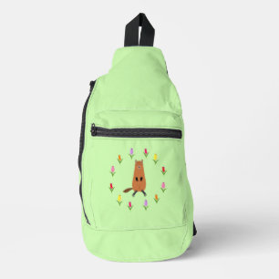 Bandolera Marmota Linda y Flores de Tulipán