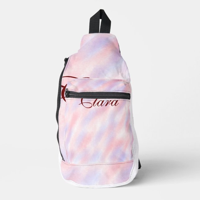 Bandolera Maroon rosa rojo acuarela abstracto añadir namepas (Anverso)