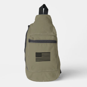 Bandolera Marrón militar con bandera estadounidense