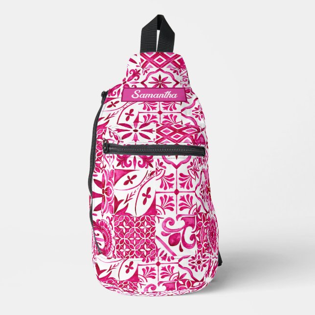 Bandolera Mayólica de verano rojo Mediterráneo siciliano (Anverso)