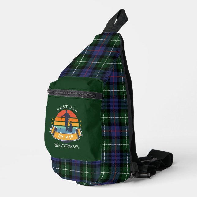Bandolera Mejor Papa Golf Lover Gag Plaid Tartan (Esquina derecha)