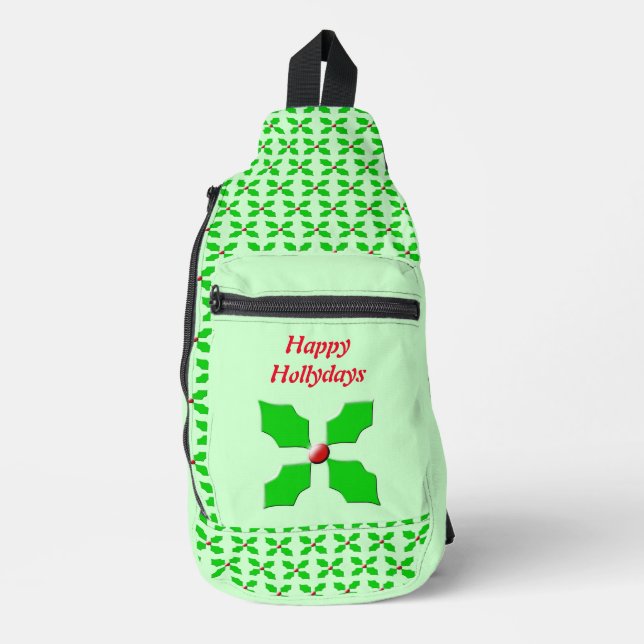 Bandolera Merry Christmas Holly Personalizado (Anverso)