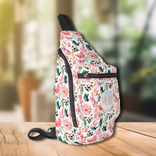 Bandolera Moda Floral Rosa Monogramada
