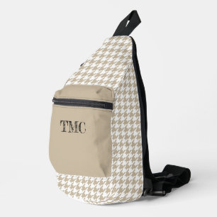 Bandolera Moda Preppy Houndstoth Beige White INITIALS