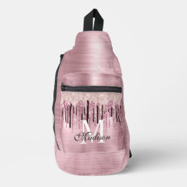 Bandolera Moda rosa de color rosa rosado goteo monograma imp