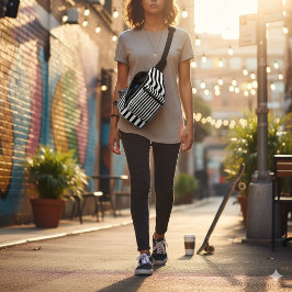 Bandolera Modern Classic White Black Casual Sling Bag