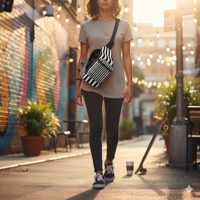 Bandolera Modern Classic White Black Casual Sling Bag (Subido por el creador)