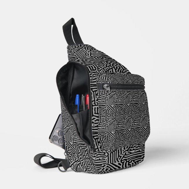 Bandolera Moderno  Elegante Gris y Negro Clásico   (Abierto)