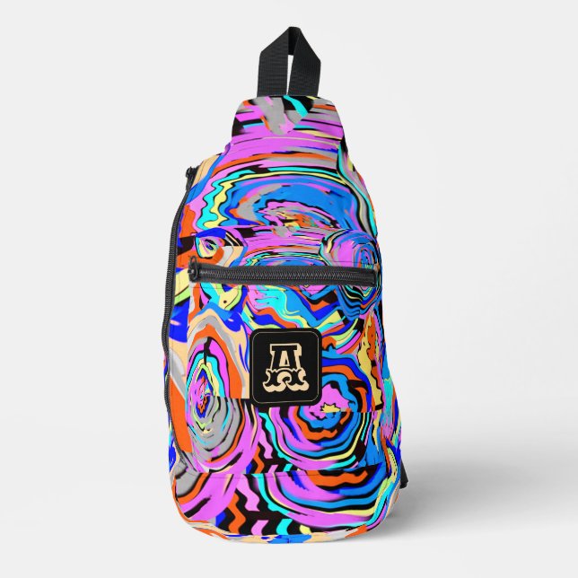 Bandolera Moderno Monograma Primer Elegante Patrón Elegante (Anverso)