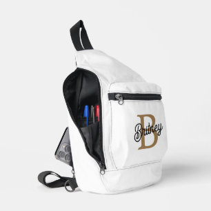 Bandolera Moderno y elegante nombre de monograma Black Gold 