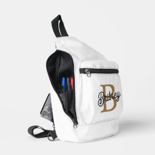 Bandolera Moderno y elegante nombre de monograma Black Gold