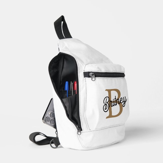 Bandolera Moderno y elegante nombre de monograma Black Gold  (Abierto)