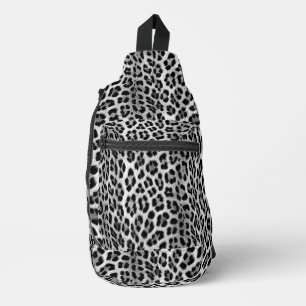 Bandolera Monocromo blanco y negro, patrón leopardo