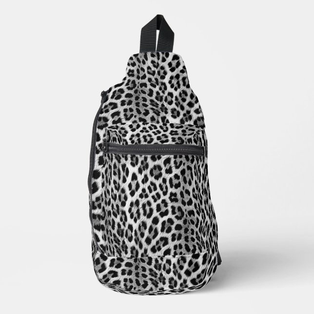 Bandolera Monocromo blanco y negro, patrón leopardo (Anverso)