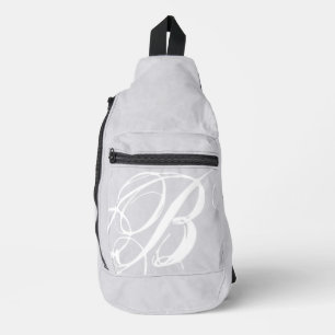 Bandolera Monograma blanco desordenado en gris grunge