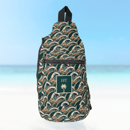 Bandolera Monograma de árbol de palmas tropicales polinesias