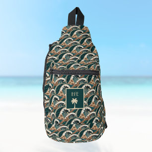 Bandolera Monograma de árbol de palmas tropicales polinesias