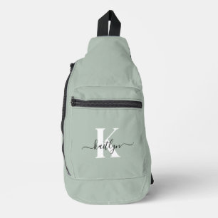 Bandolera Monograma de escritura verde sabio moderno
