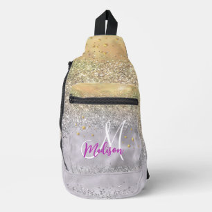 Bandolera Monograma de estrellas Purpurinas de oro plateado
