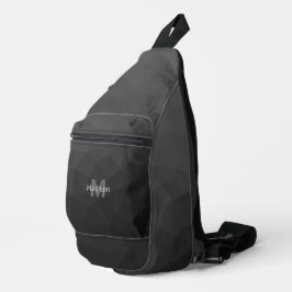 Bandolera Monograma de malla geométrica gris oscuro