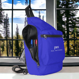 Bandolera Monograma de nombre mínimo simple azul cobalto